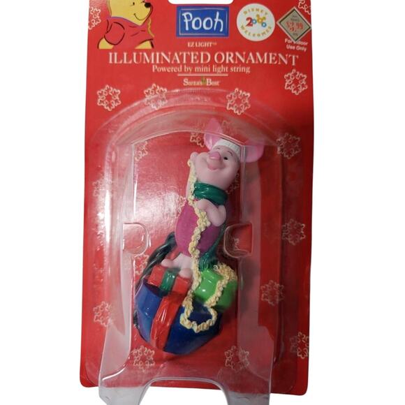 Vtg 1998 Santa's Best Winnie Pooh Piglet Illuminated Christmas Tree Ornament NOS - Picture 1 of 4